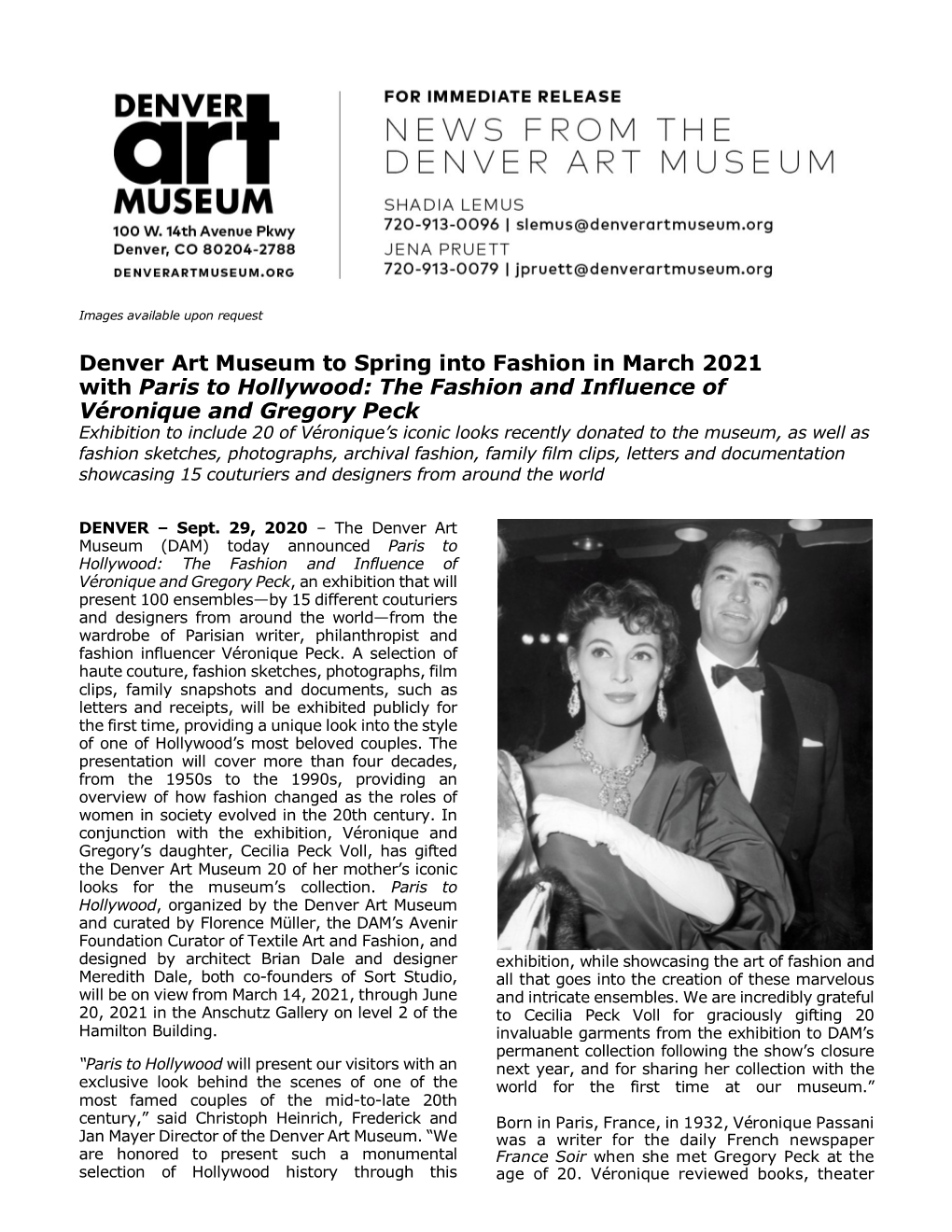 Denver Art Museum to Spring Into Fashion in March 2021 with Paris To