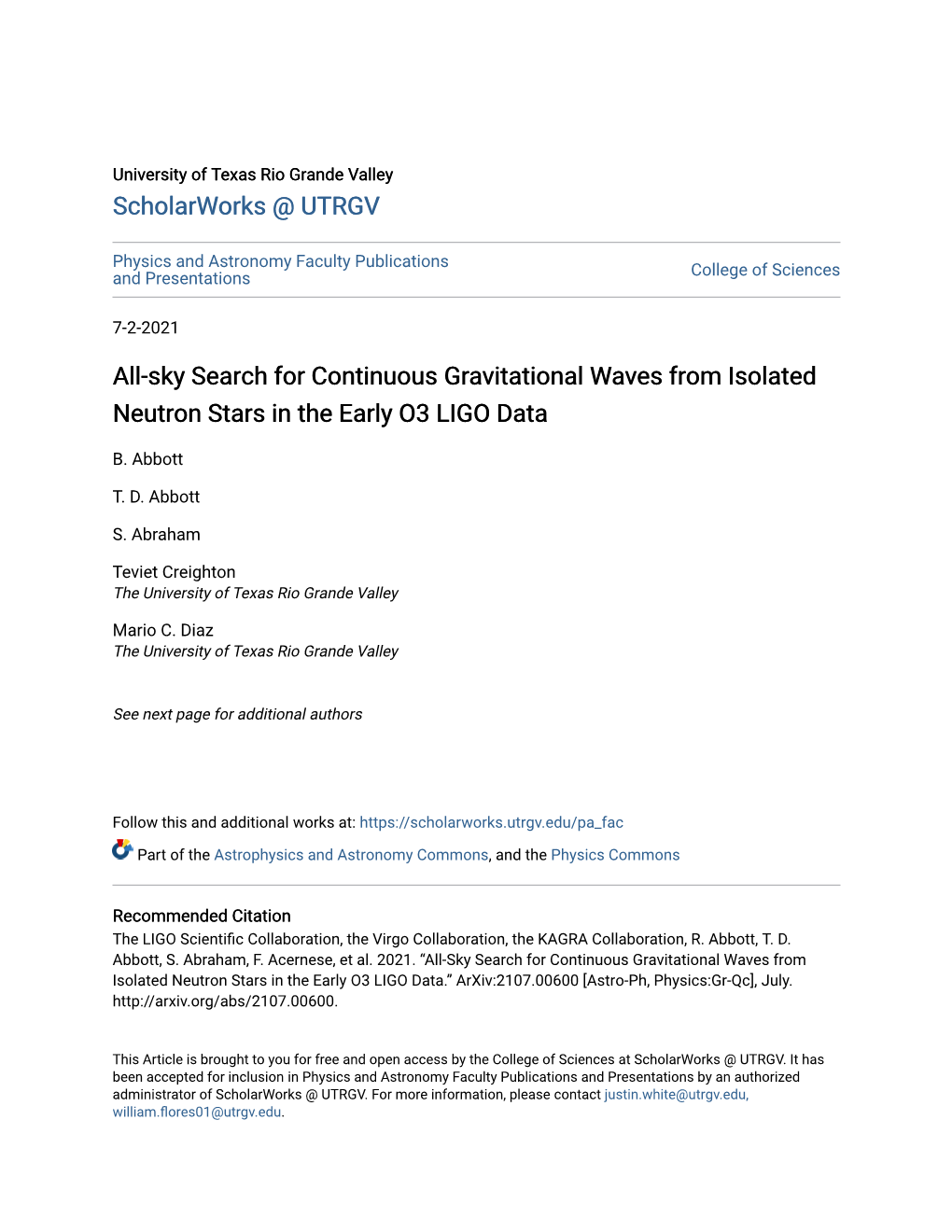 All-Sky Search for Continuous Gravitational Waves from Isolated Neutron Stars in the Early O3 LIGO Data