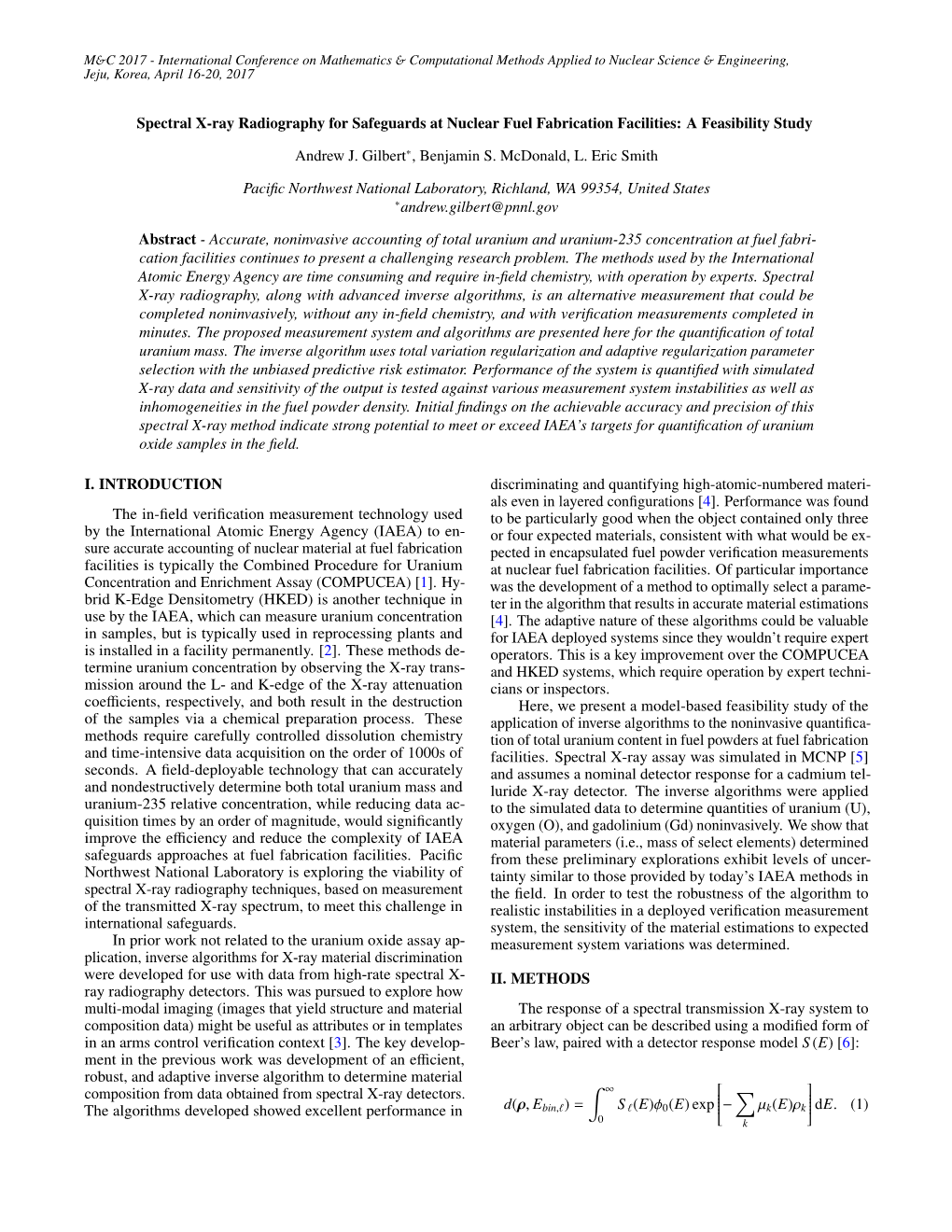 Spectral X-Ray Radiography for Safeguards at Nuclear Fuel Fabrication Facilities: a Feasibility Study