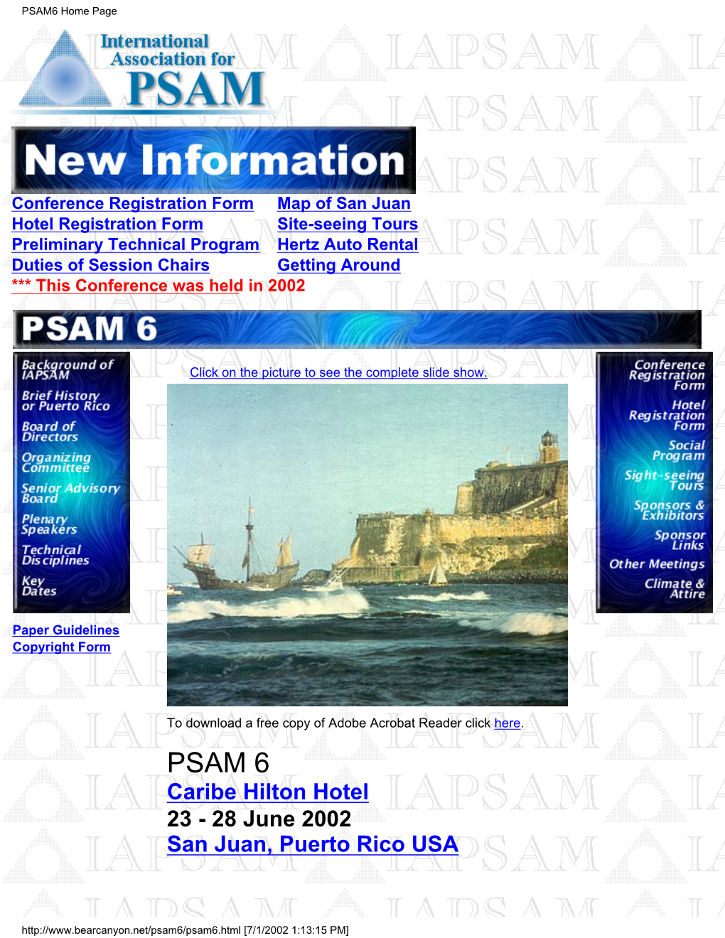 PSAM 6 Caribe Hilton Hotel 23 - 28 June 2002 San Juan, Puerto Rico USA