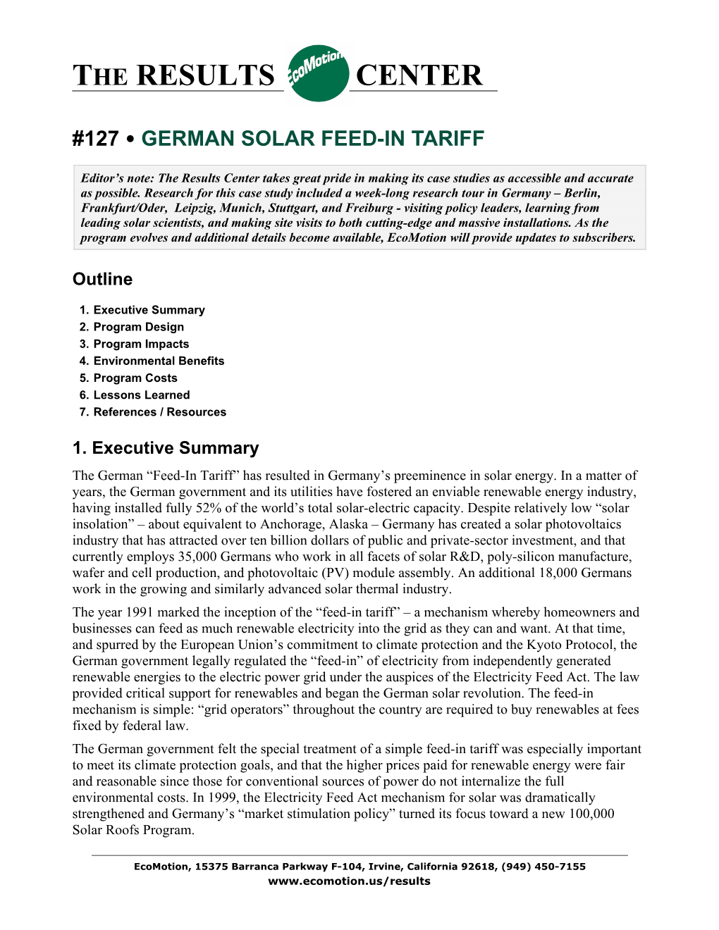 127 • German Solar Feed-In Tariff ■ #127