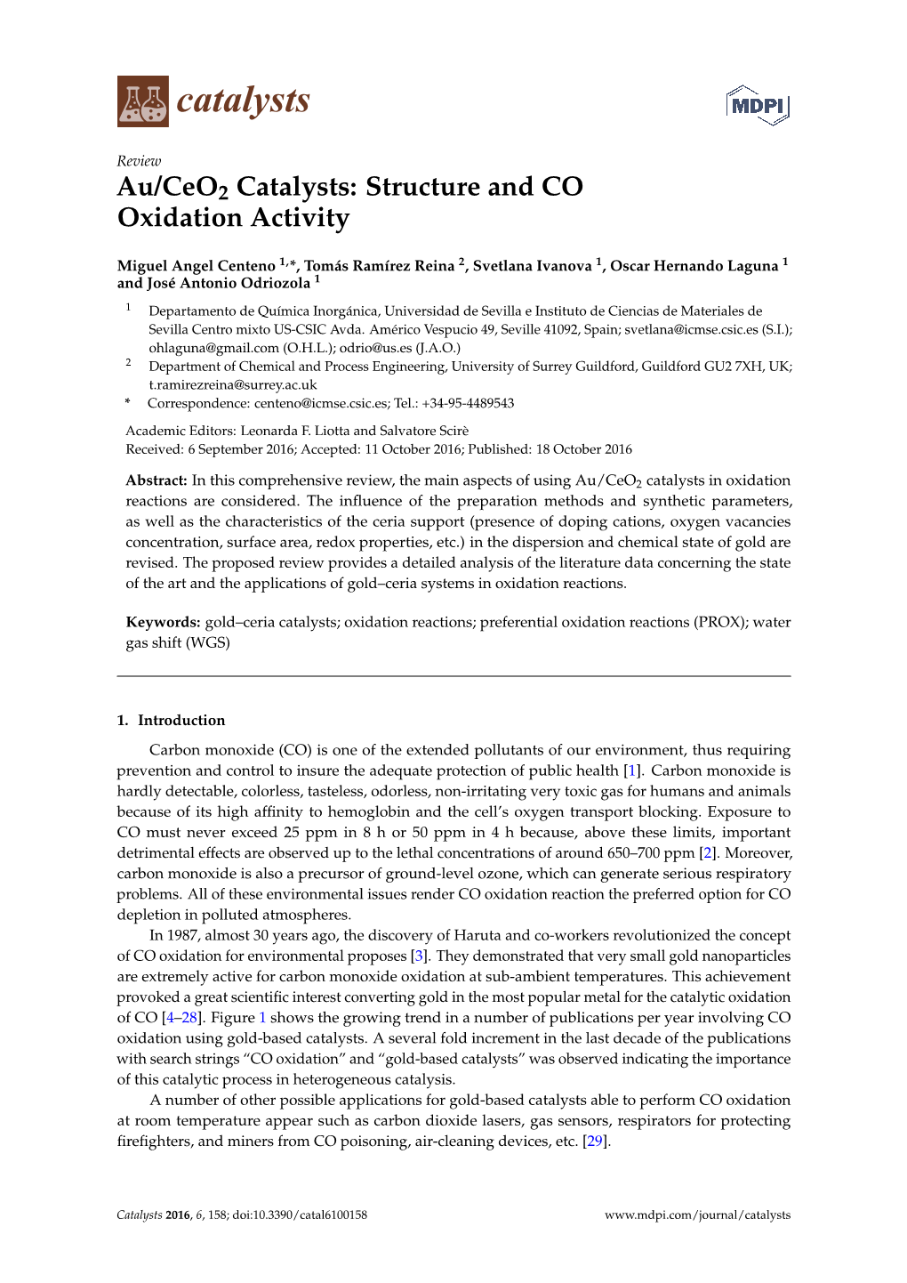 Au/Ceo2 Catalysts: Structure and CO Oxidation Activity