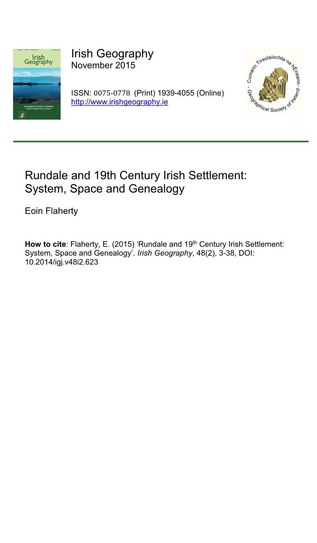 Irish Geography Rundale and 19Th Century Irish Settlement