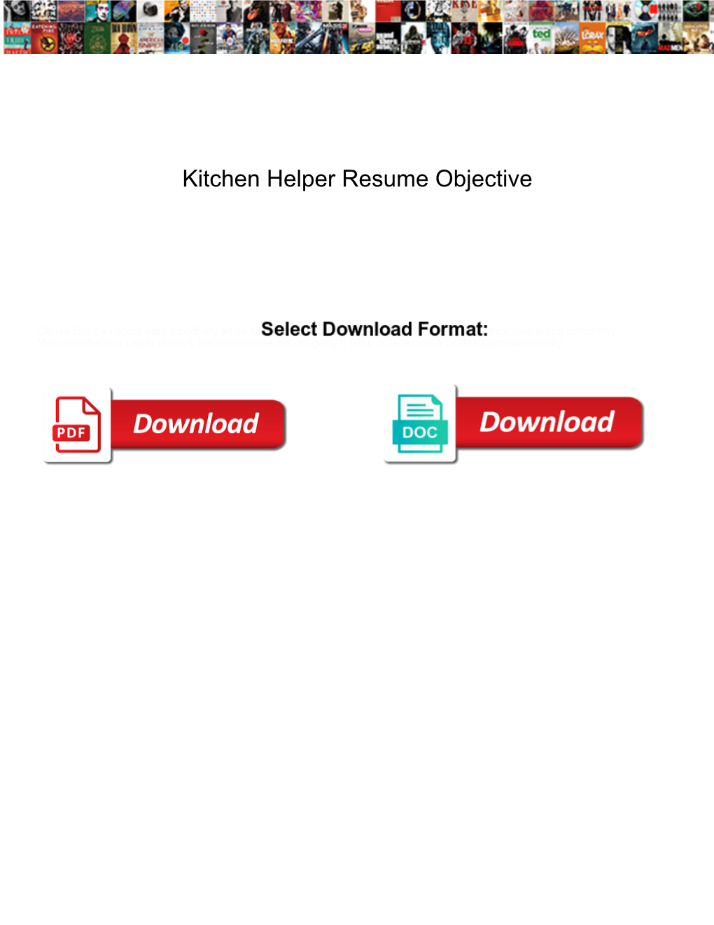 Kitchen Helper Resume Objective