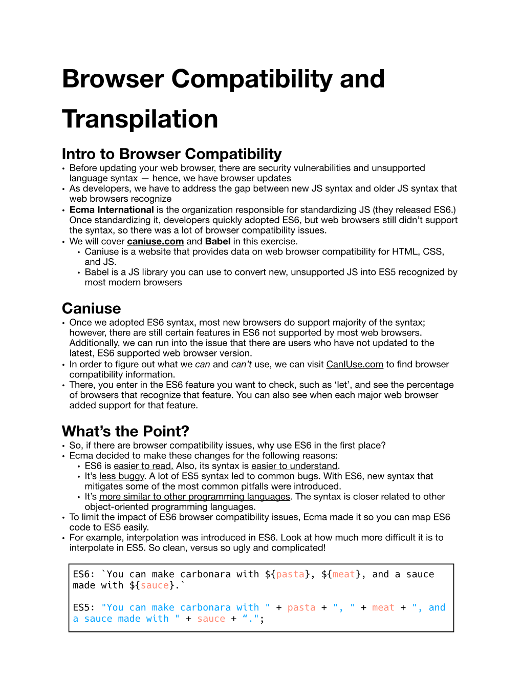 Browser Compatibility and Transpilation.Pages
