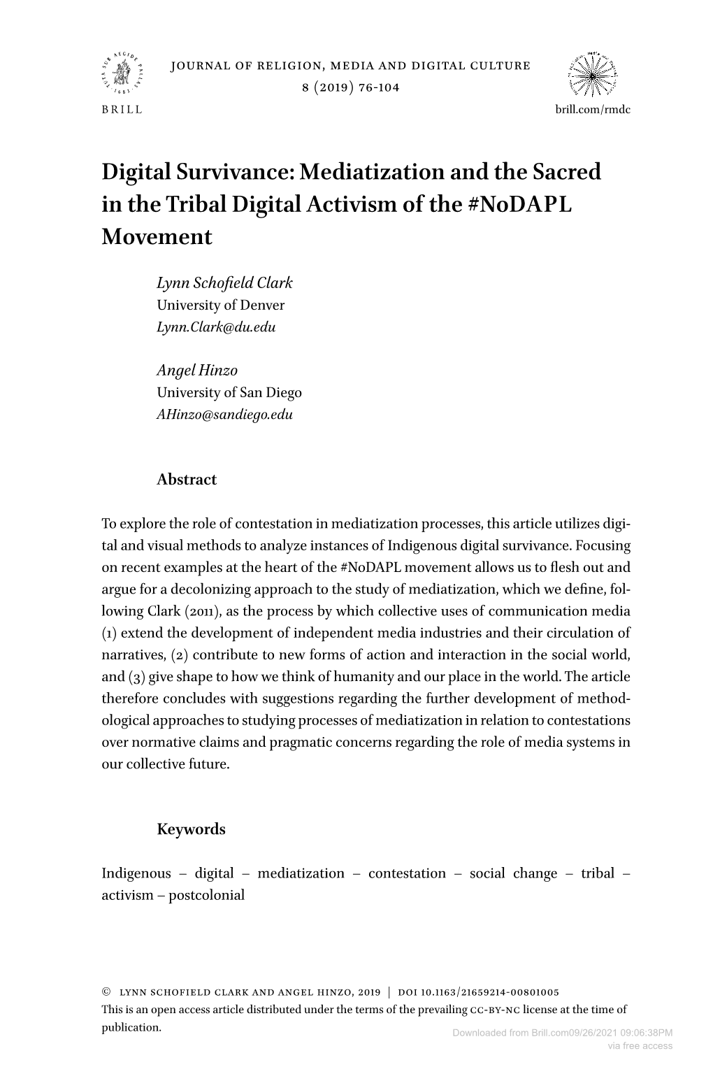 Digital Survivance: Mediatization and the Sacred in the Tribal Digital Activism of the #Nodapl Movement
