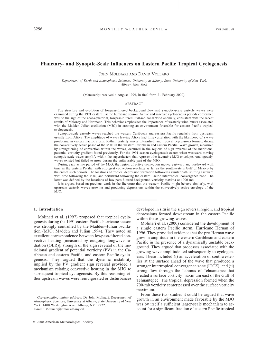 And Synoptic-Scale Influences on Eastern Pacific Tropical Cyclogenesis