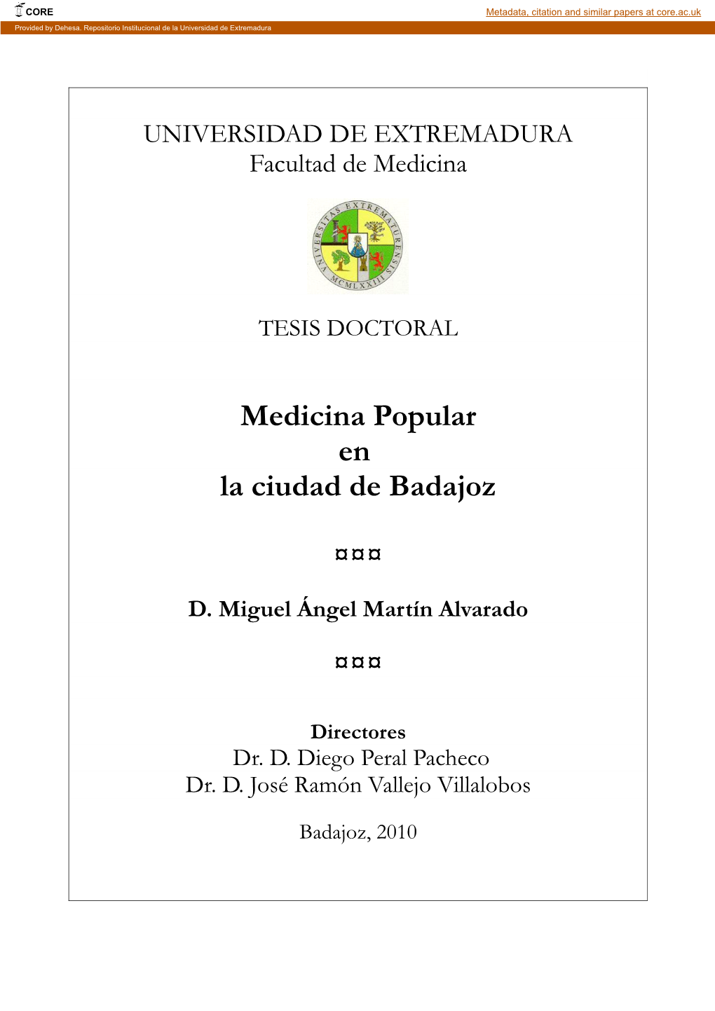 Medicina Popular En La Ciudad De Badajoz