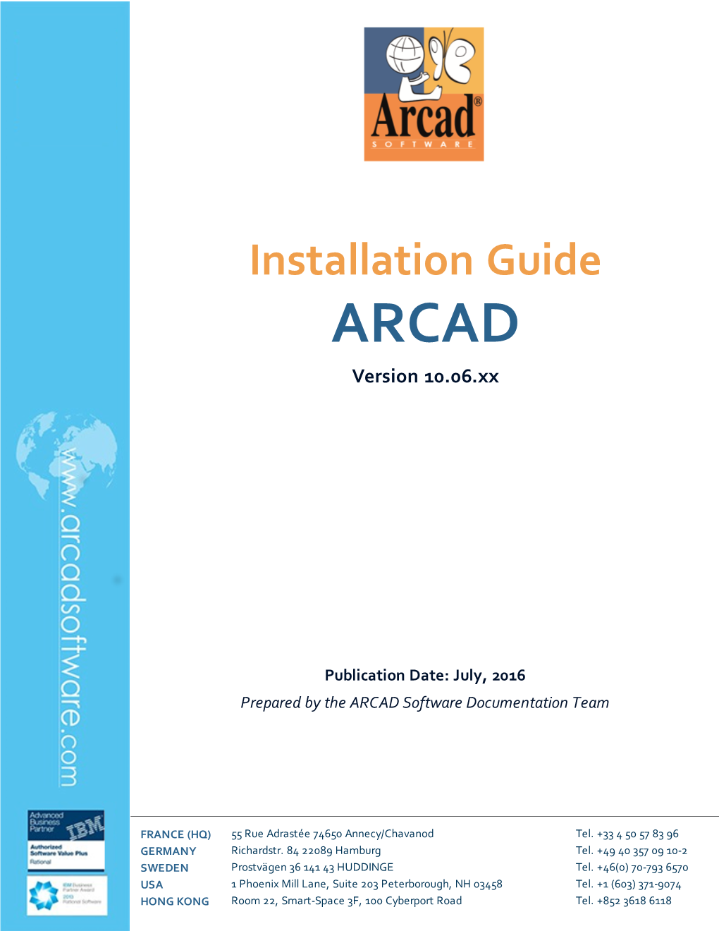 ARCAD Installation Guide Publication Record