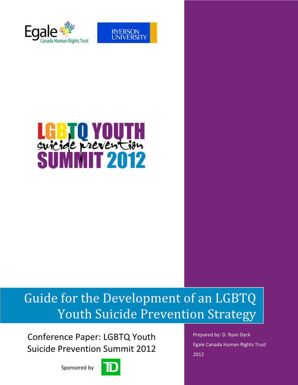 Guide for the Development of an LGBTQ Youth Suicide Prevention Strategy