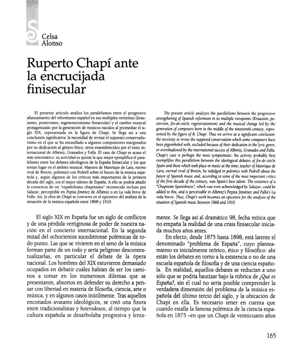 Ruperto Chapí Ante La Encrucijada Finisecular