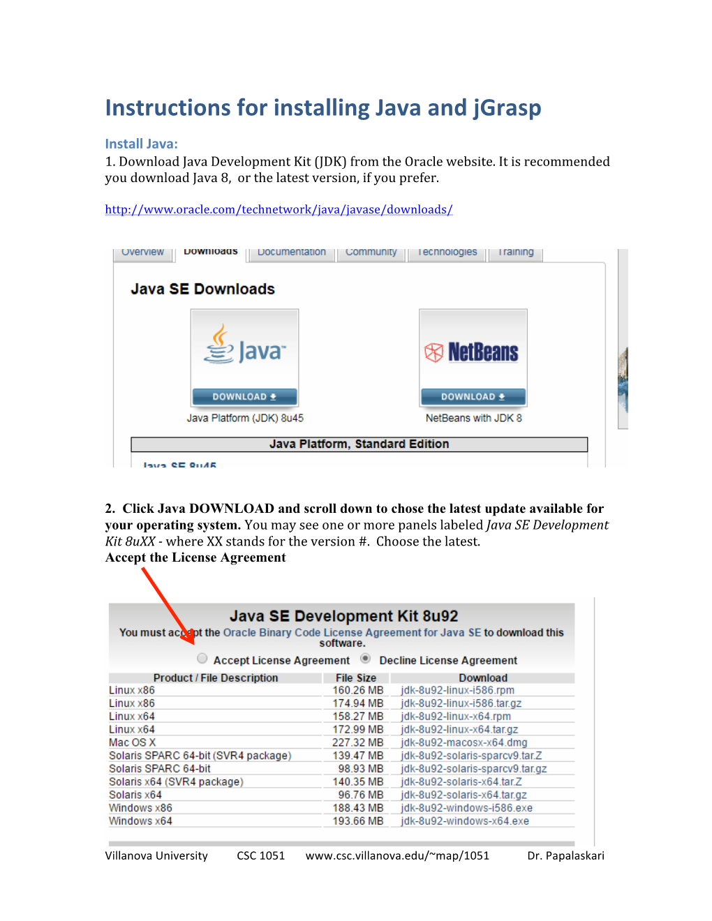 Instructions for Installing Java and Jgrasp