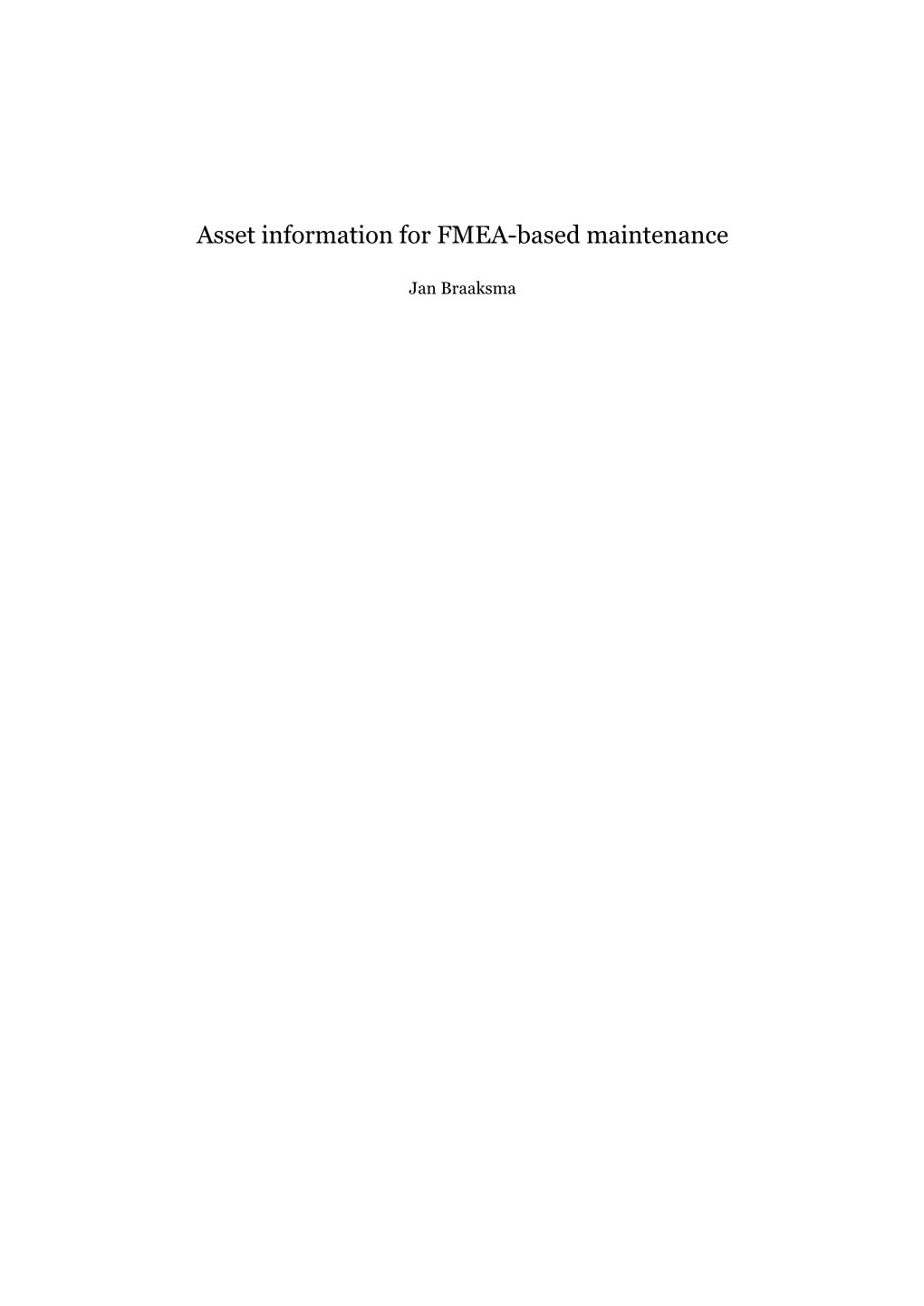 Asset Information for FMEA-Based Maintenance
