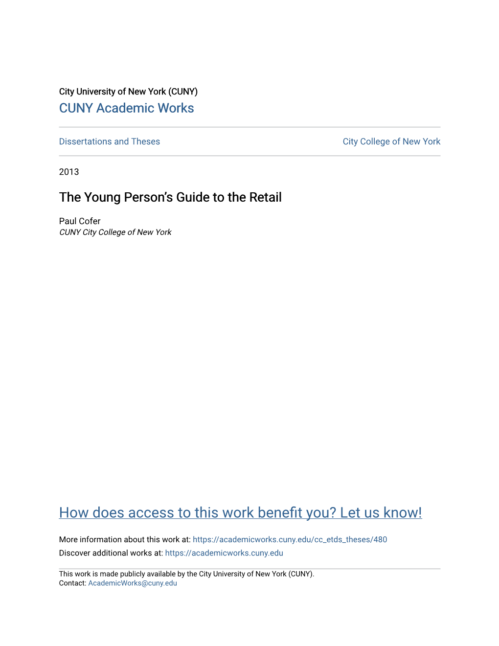 The Young Personâ•Žs Guide to the Retail