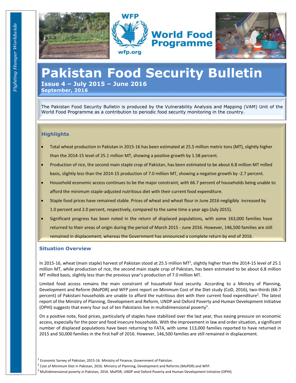 Pakistan Food Security Bulletin