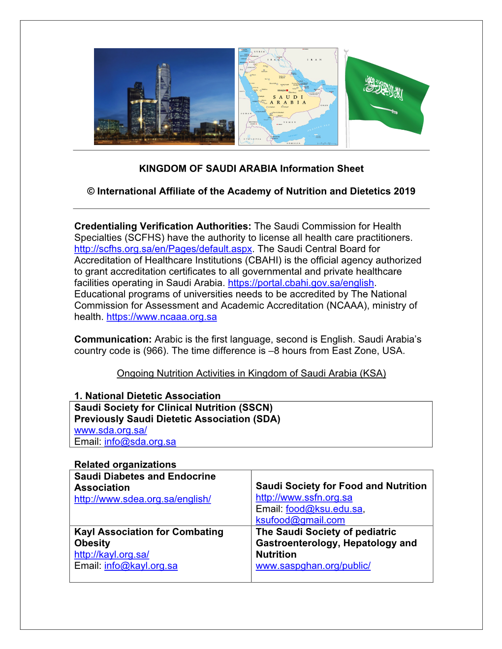 KINGDOM of SAUDI ARABIA Information Sheet © International