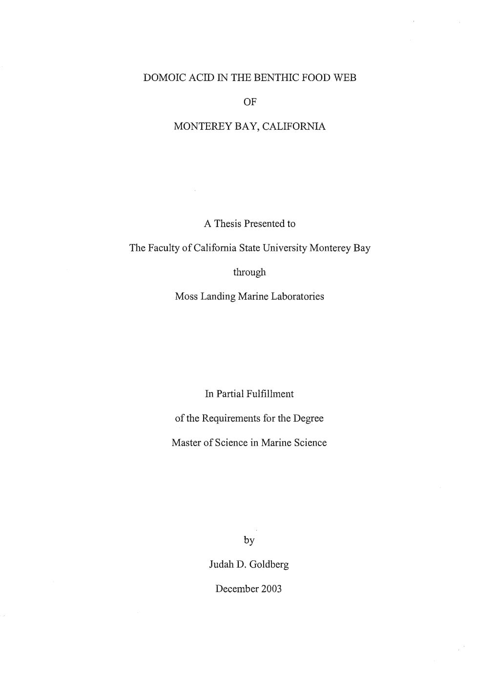 Domoic Acid in the Benthic Food Web of Monterey Bay, California