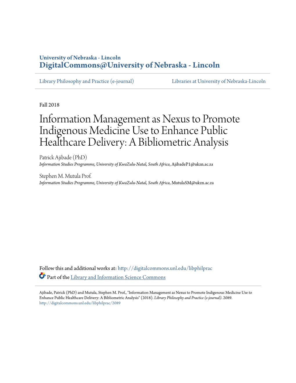 Information Management As Nexus to Promote Indigenous Medicine Use