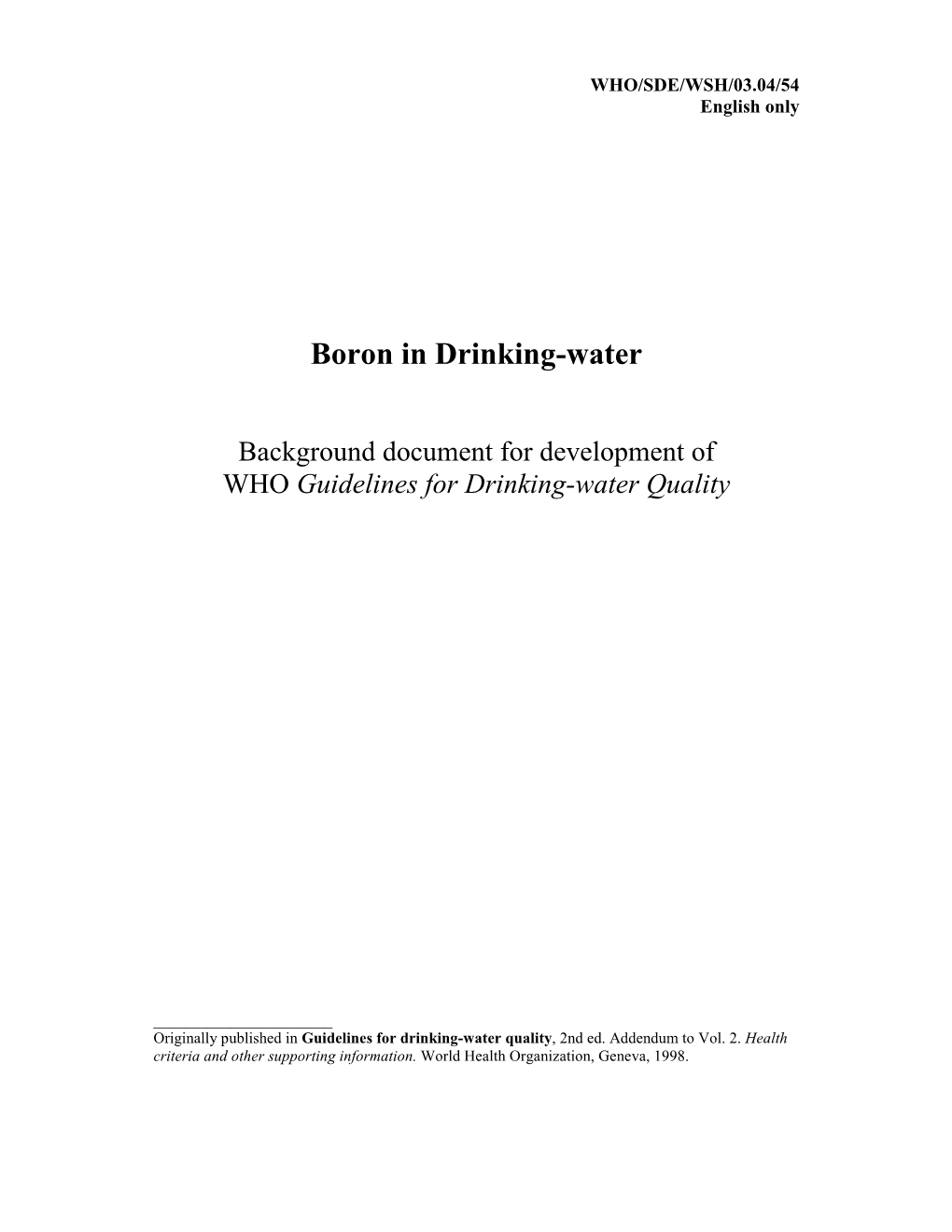 Boron in Drinking-Water