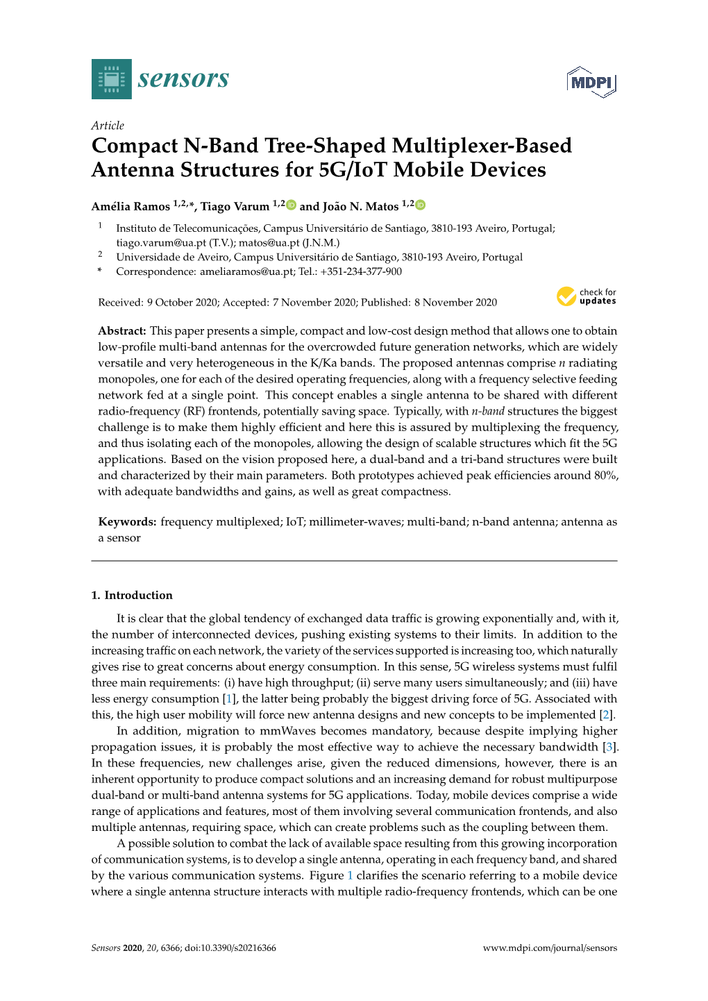 Compact N-Band Tree-Shaped Multiplexer-Based Antenna Structures for 5G/Iot Mobile Devices