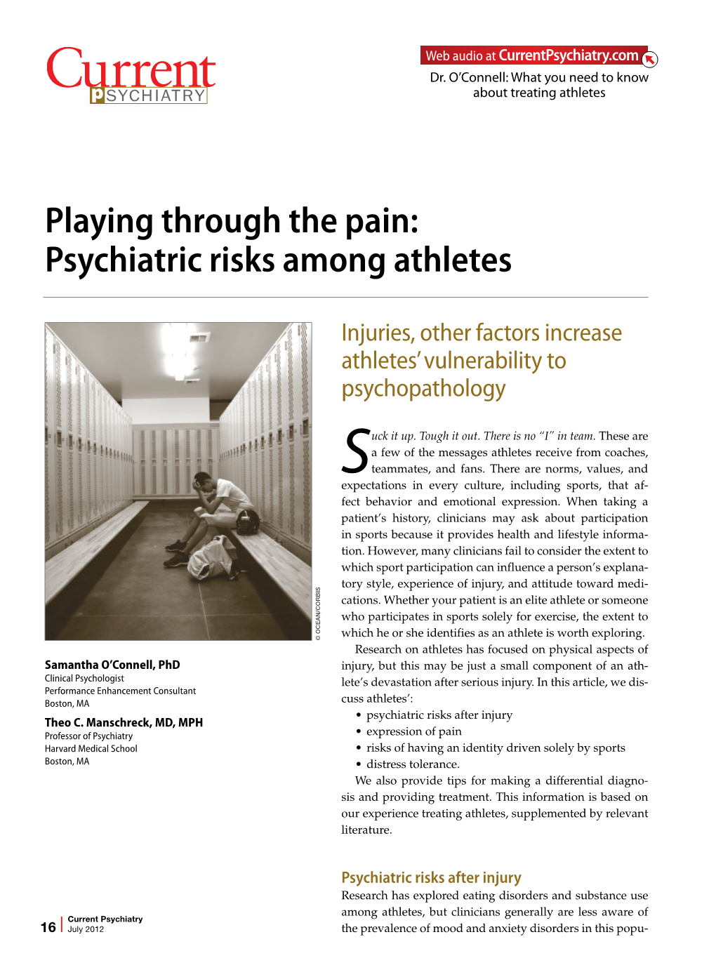 Playing Through the Pain: Psychiatric Risks Among Athletes