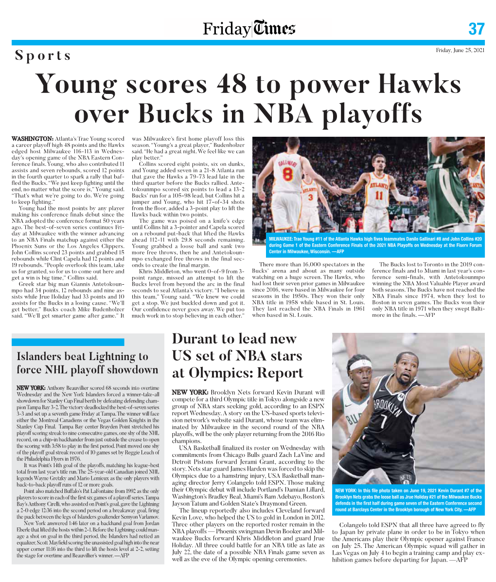 Young Scores 48 to Power Hawks Over Bucks in NBA Playoffs