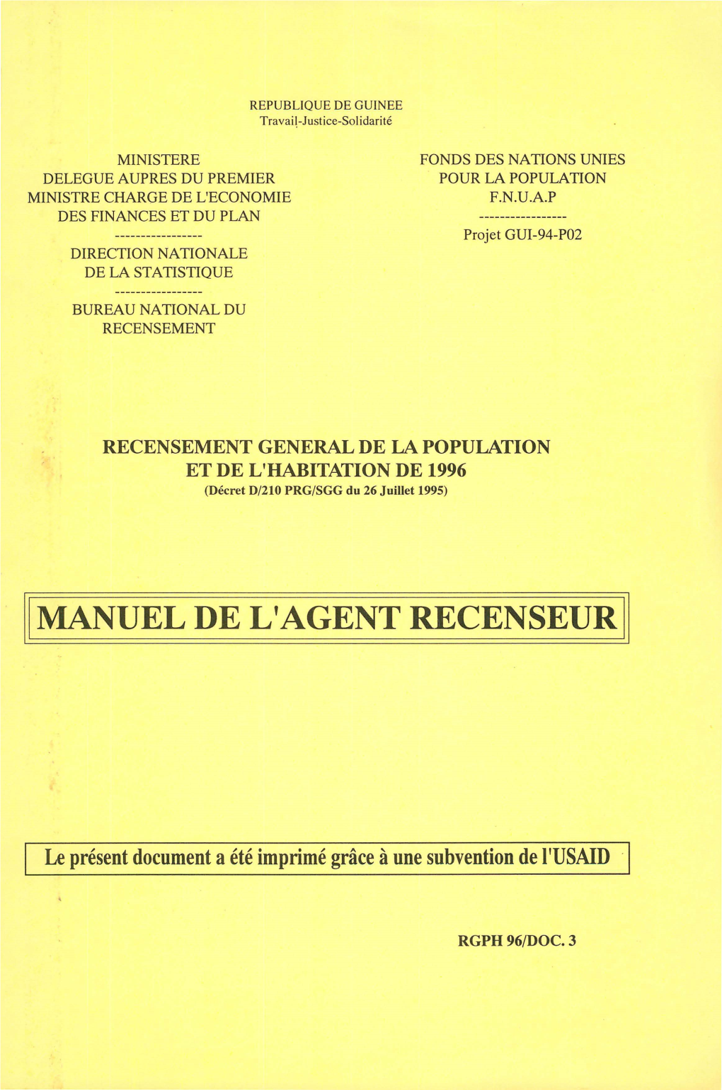 Il MANUEL DE L'agent RECENSEUR Il