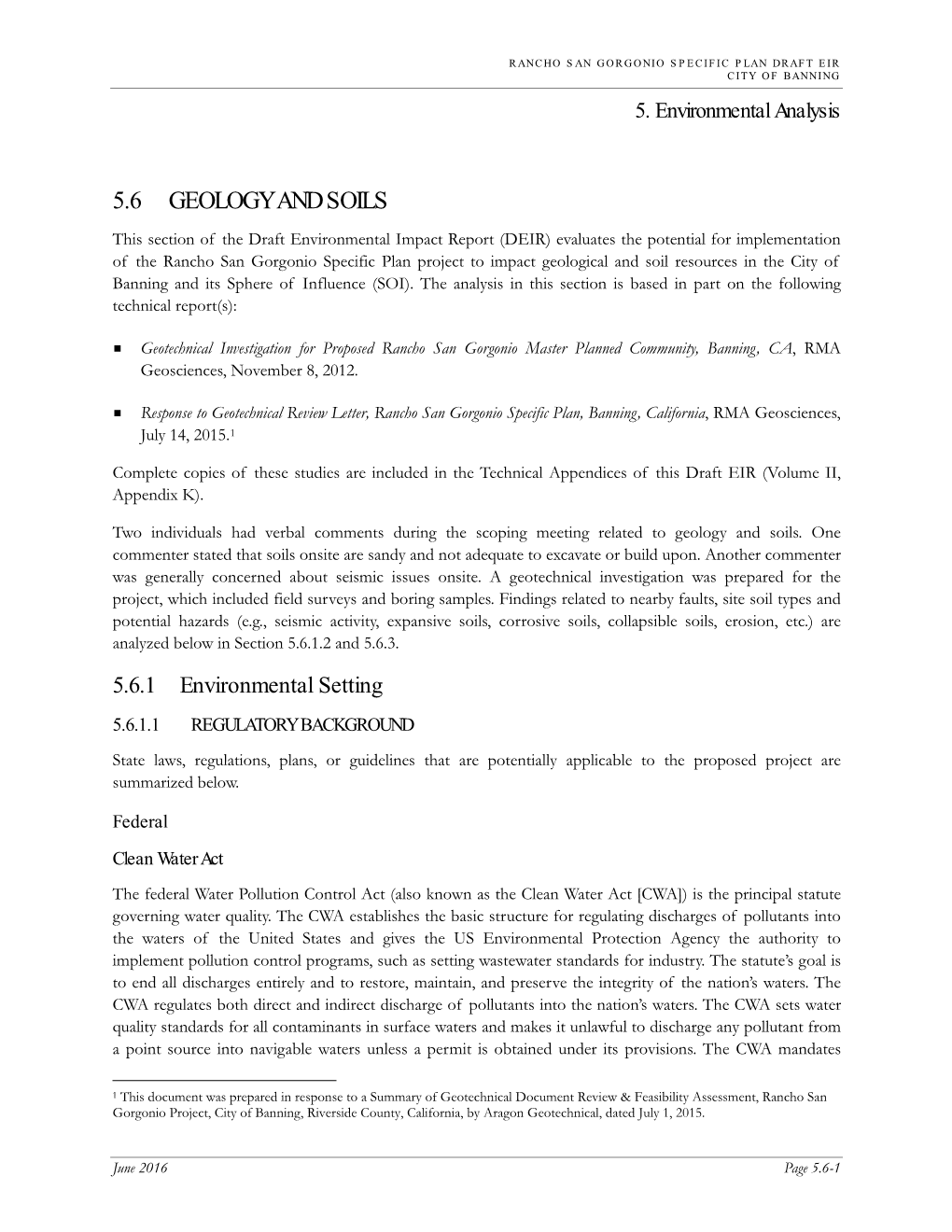 5.6 Geology and Soils