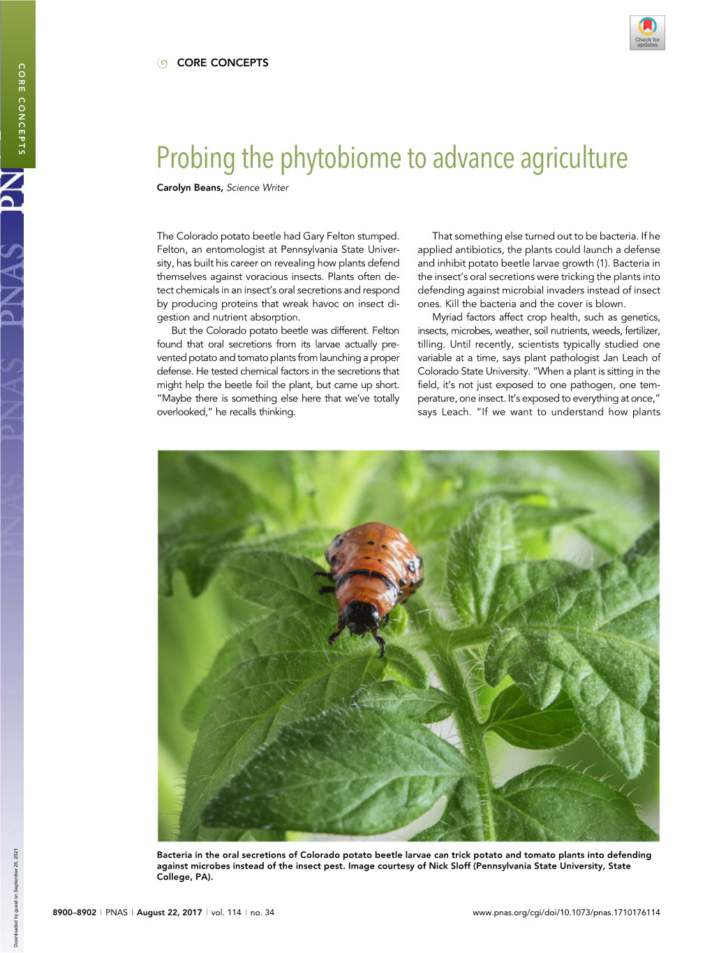 Probing the Phytobiome to Advance Agriculture Carolyn Beans, Science Writer