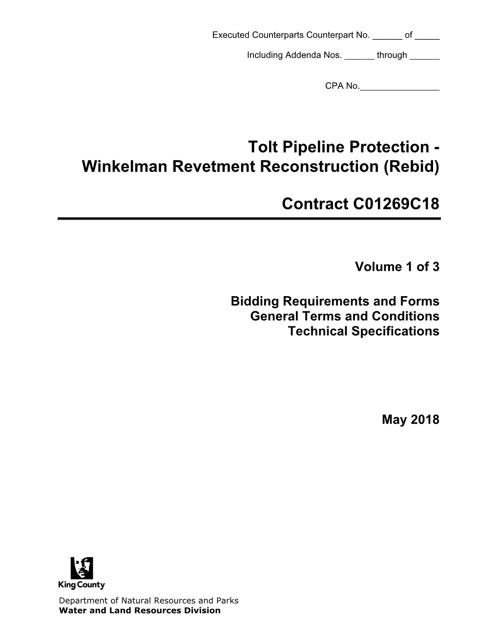 Tolt Pipeline Protection - Winkelman Revetment Reconstruction (Rebid)