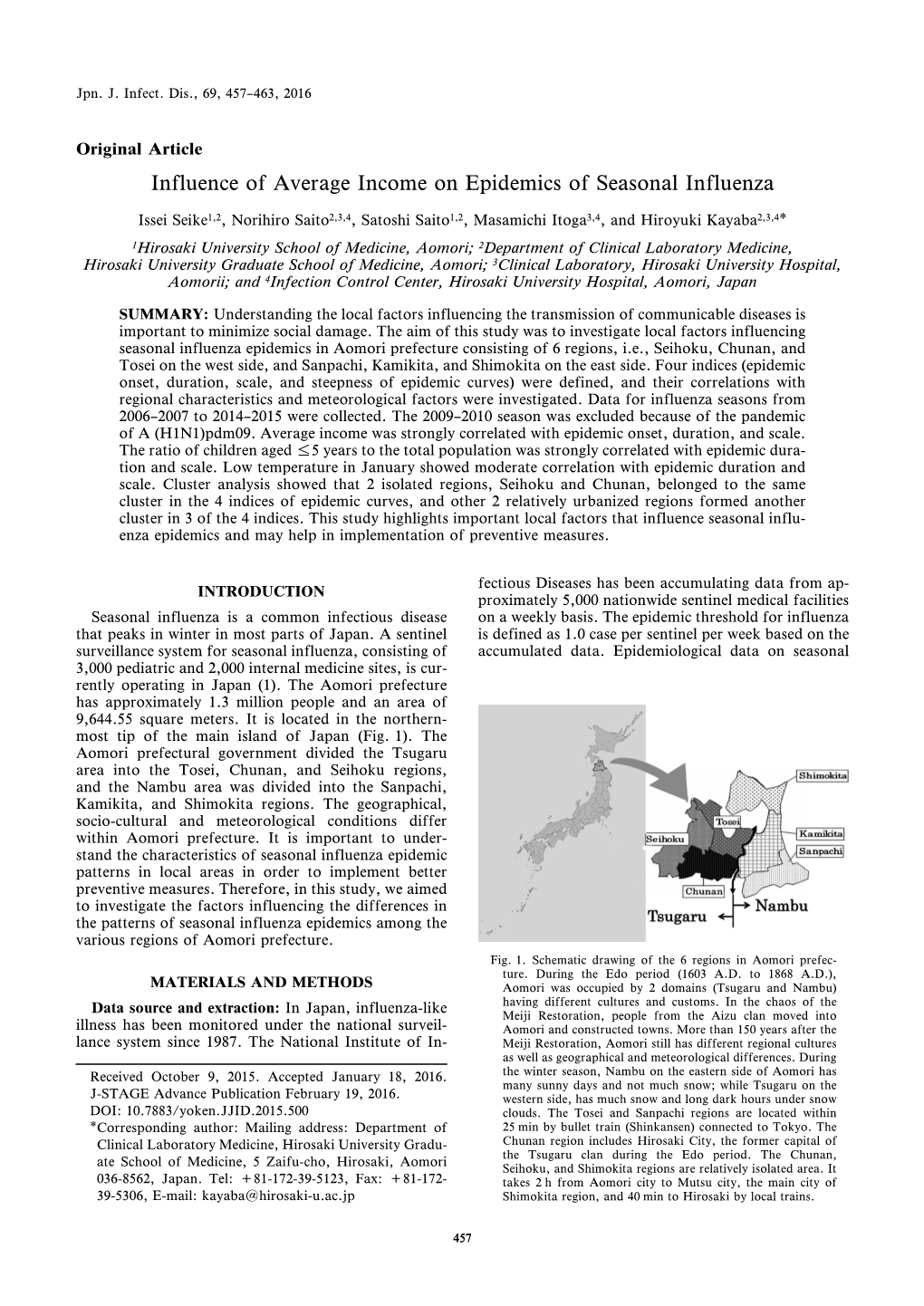 Influence of Average Income on Epidemics of Seasonal Influenza