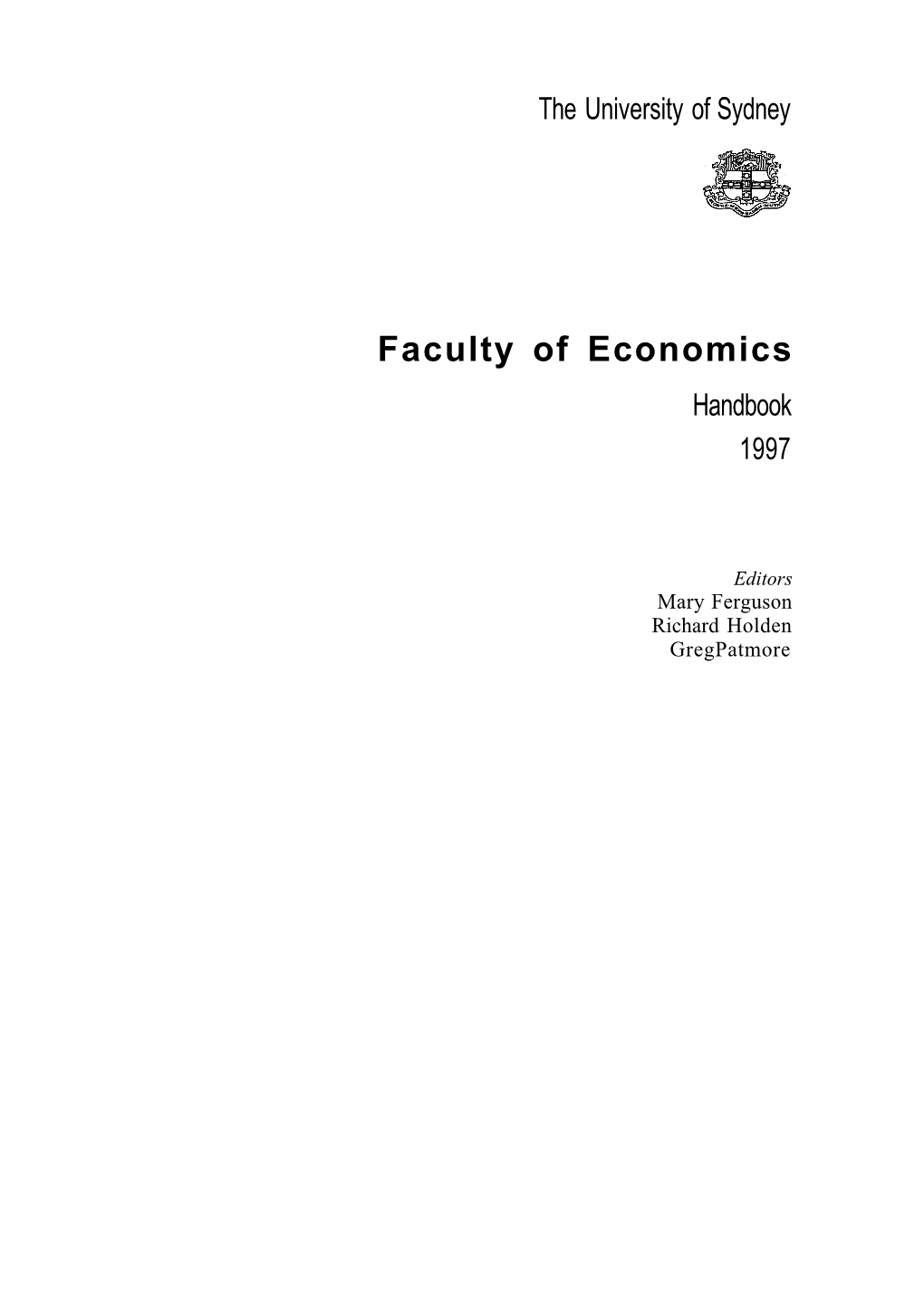 Faculty of Economics Handbook 1997