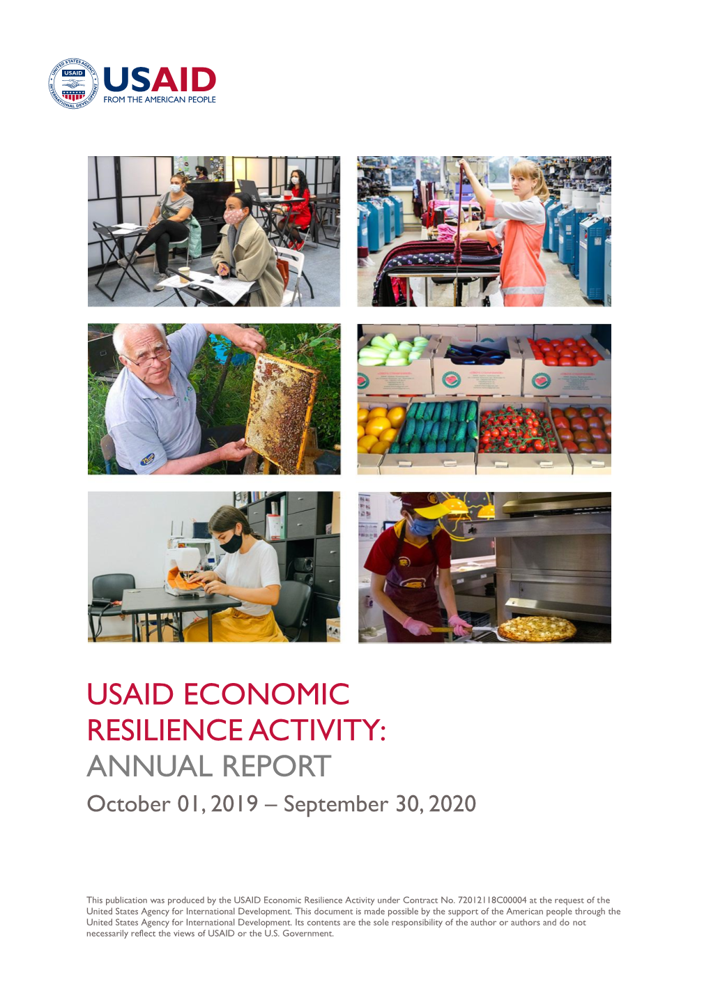 USAID ECONOMIC RESILIENCE ACTIVITY: ANNUAL REPORT October 01, 2019 – September 30, 2020