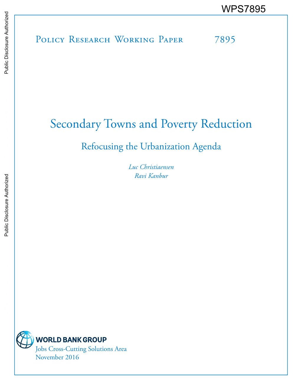 Secondary Towns and Poverty Reduction Refocusing The