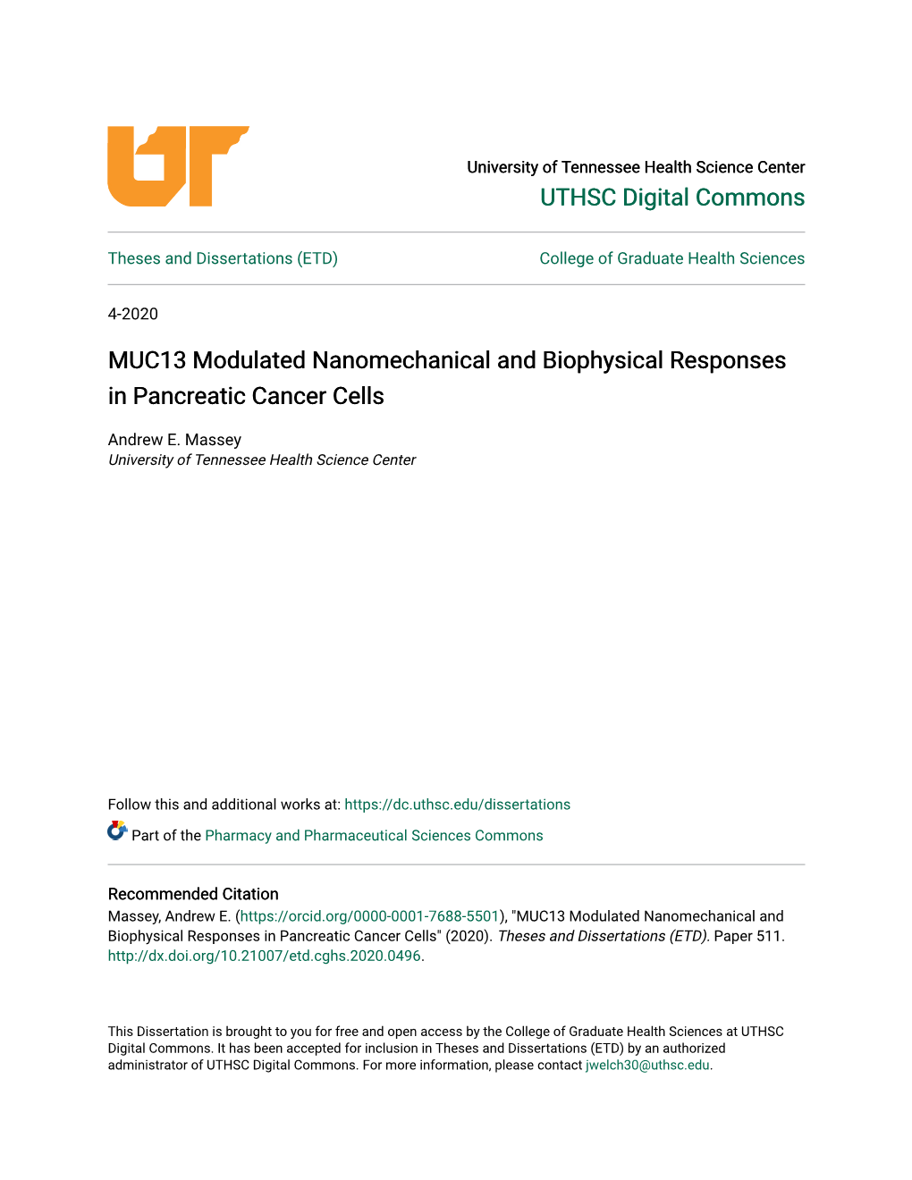 MUC13 Modulated Nanomechanical and Biophysical Responses in Pancreatic Cancer Cells