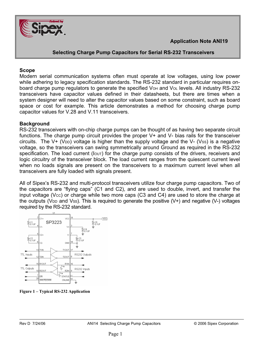 Page 1 Application Note ANI19 Selecting Charge Pump Capacitors