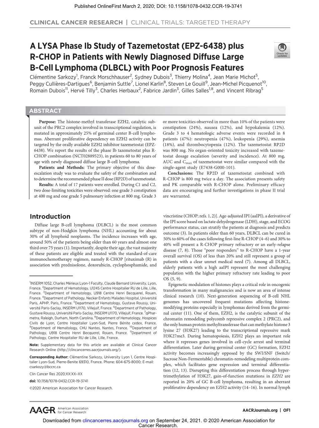 (EPZ-6438) Plus R-CHOP in Patients with Newly Diagnosed Diffuse Large B-Cell Lymphoma