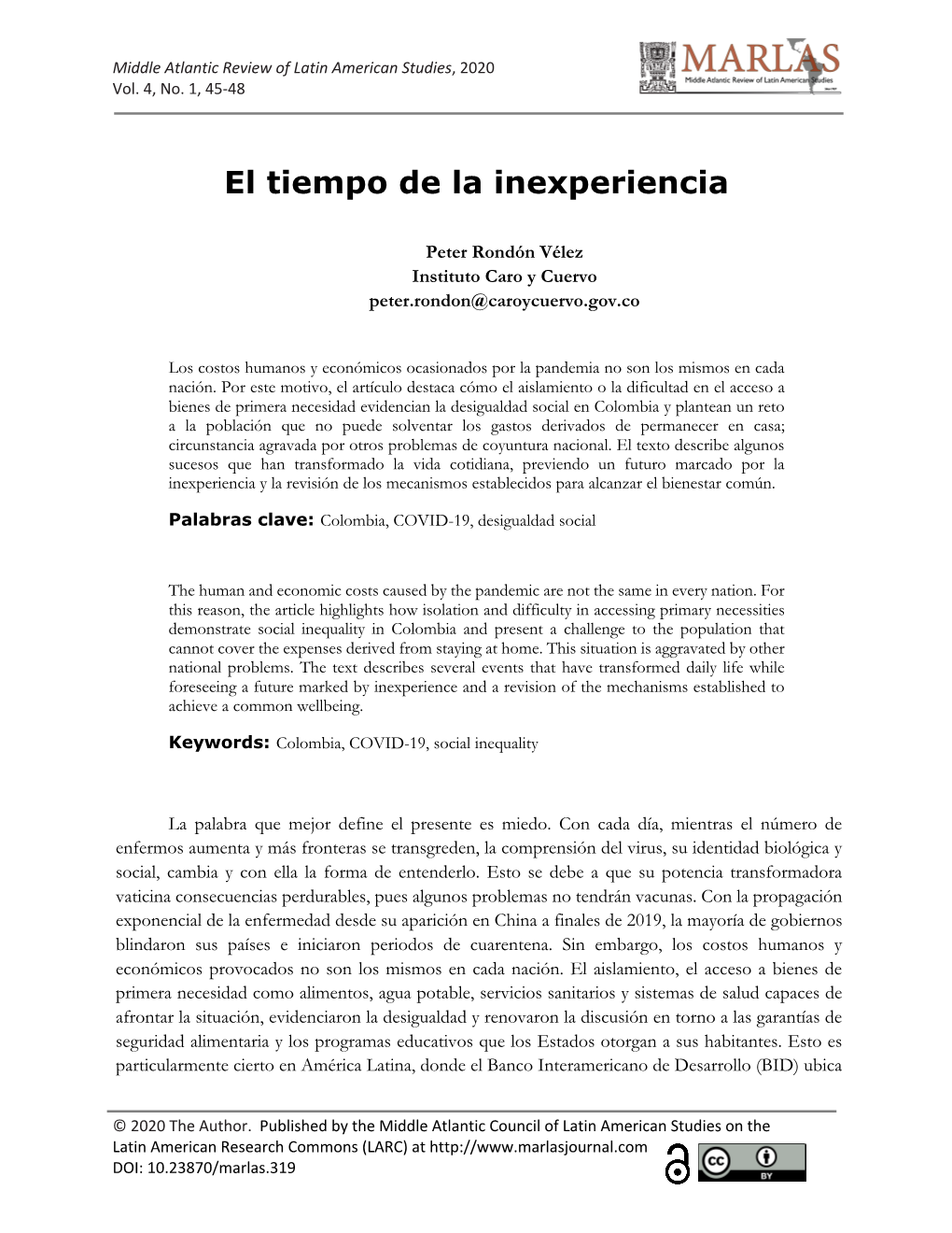 El Tiempo De La Inexperiencia