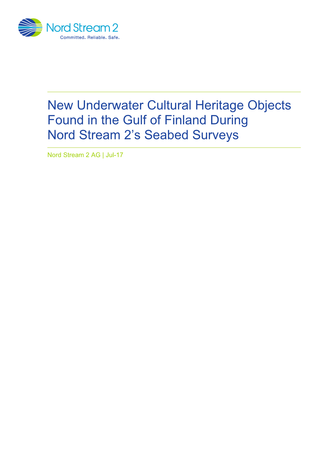 New Underwater Cultural Heritage Objects Found in the Gulf of Finland During Nord Stream 2’S Seabed Surveys