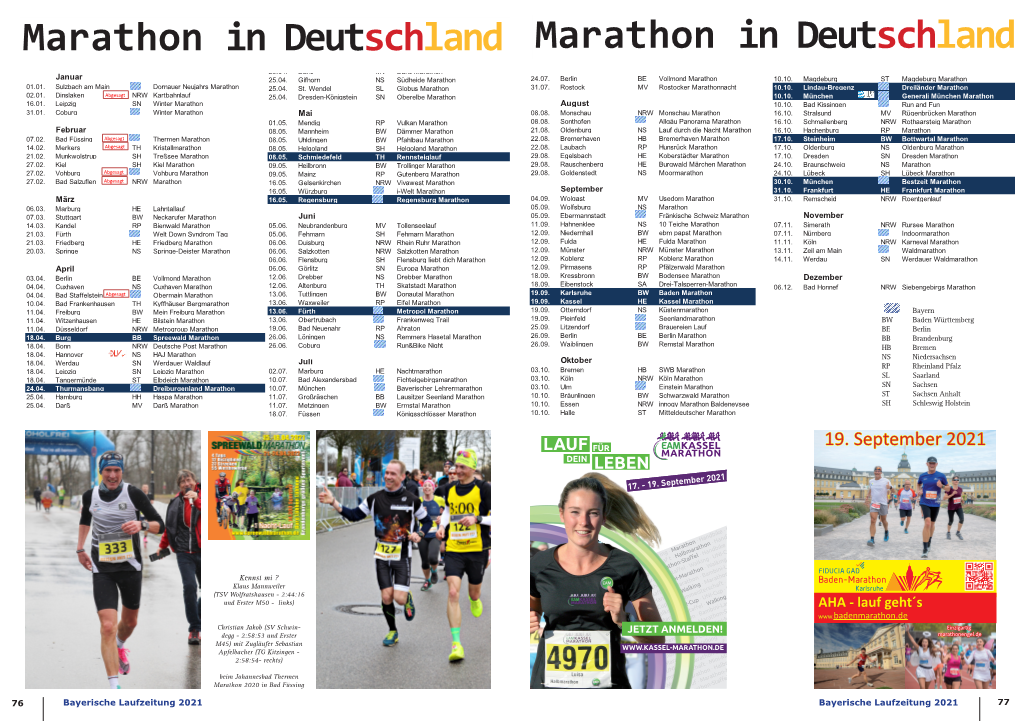 Bayerische Laufzeitung 2021 Marathon in Deutschland