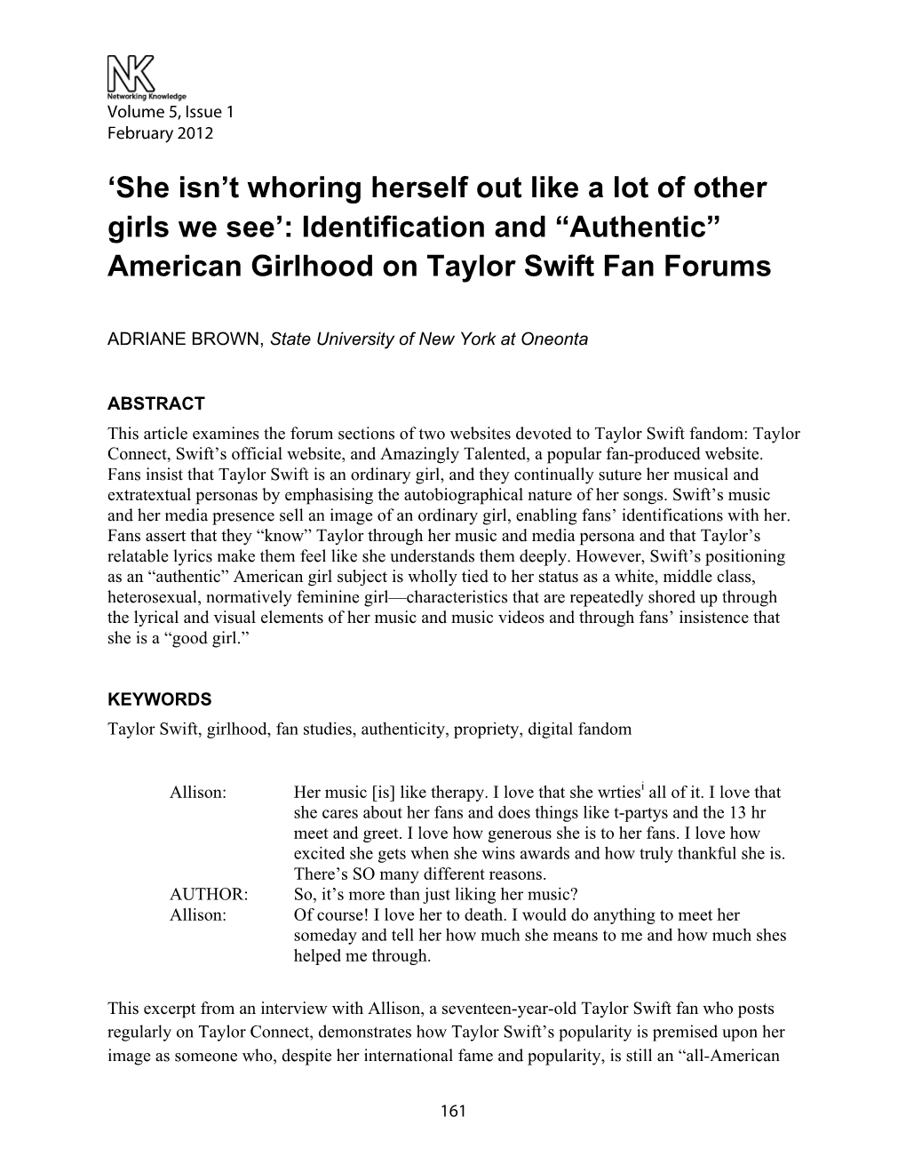 “Authentic” American Girlhood on Taylor Swift Fan Forums