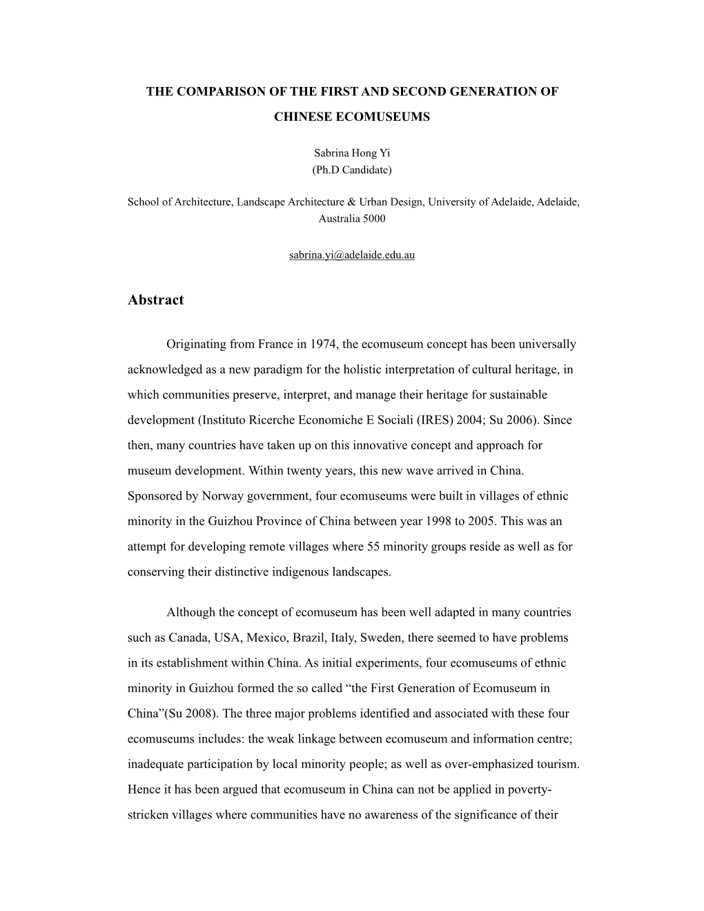 The Comparison of the First and Second Generation of Chinese Ecomuseums