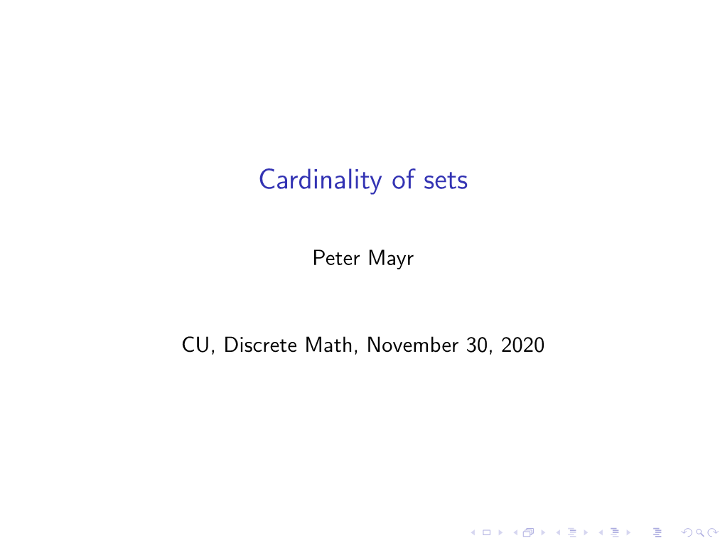 Cardinality of Sets