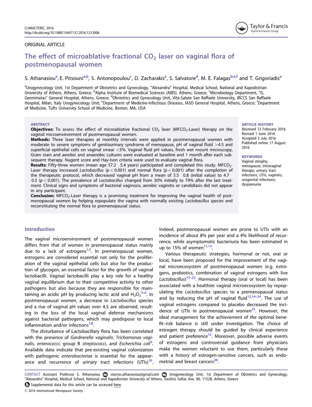 The Effect of Microablative Fractional CO2 Laser on Vaginal Flora of Postmenopausal Women