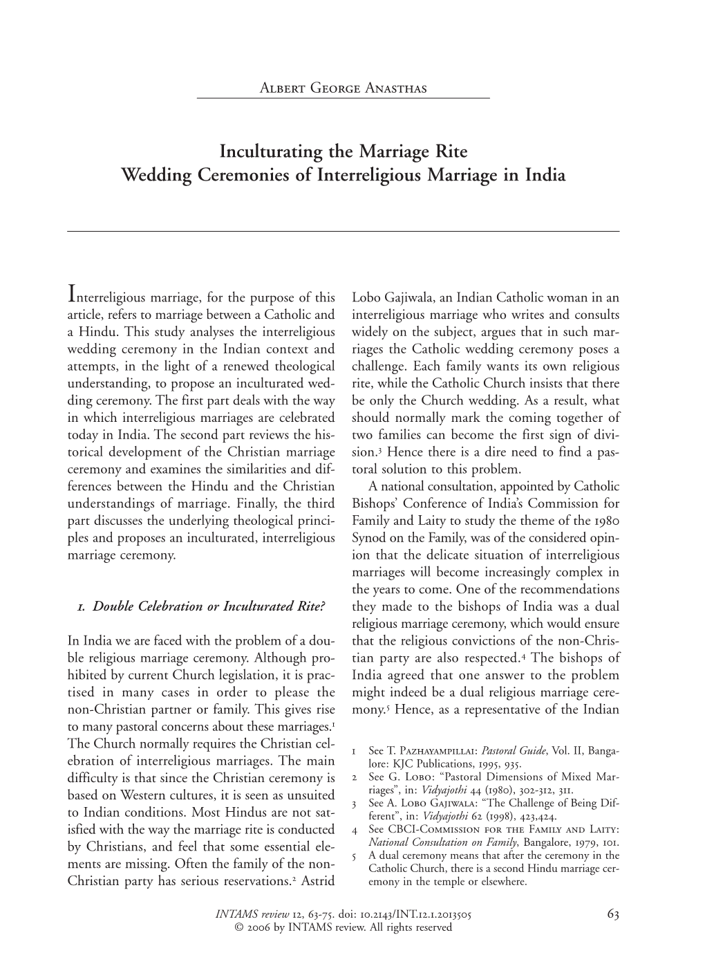 Inculturating the Marriage Rite Wedding Ceremonies of Interreligious Marriage in India