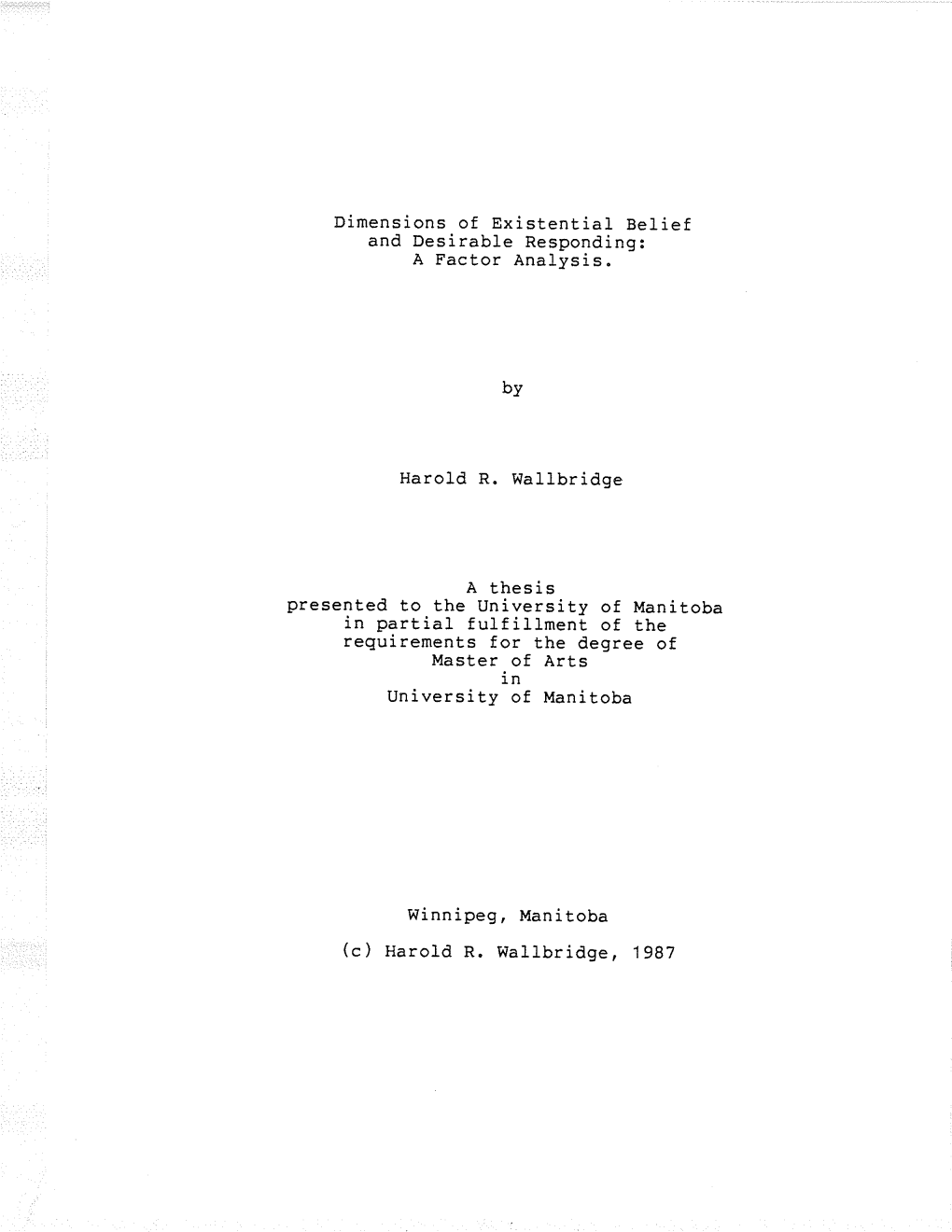 Dimensions of Existential Belief and Desirable Responding: a Factor Àna1ysis