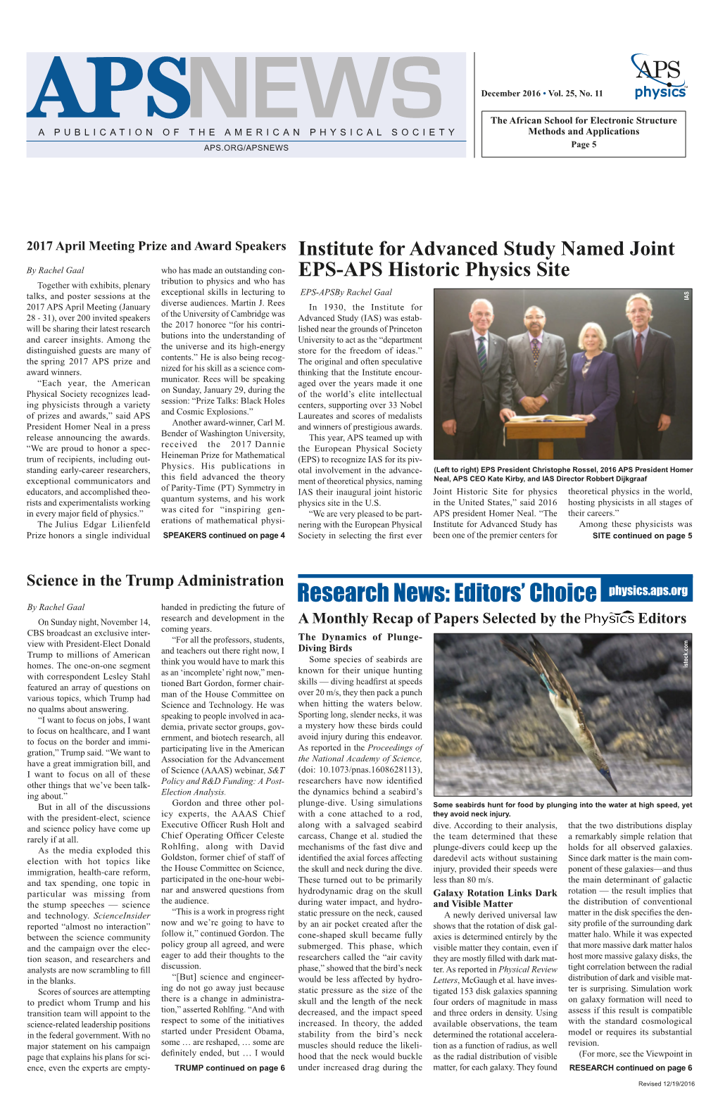 APS News, December 2016, Vol. 25, Number 11