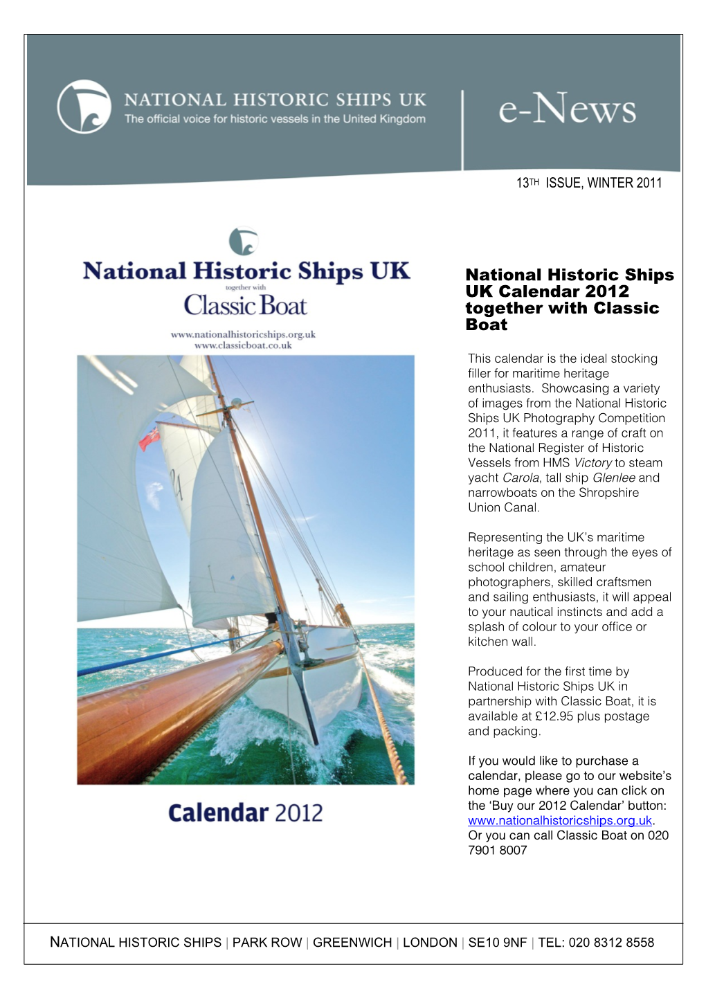 National Historic Ships UK Calendar 2012 Together with Classic Boat