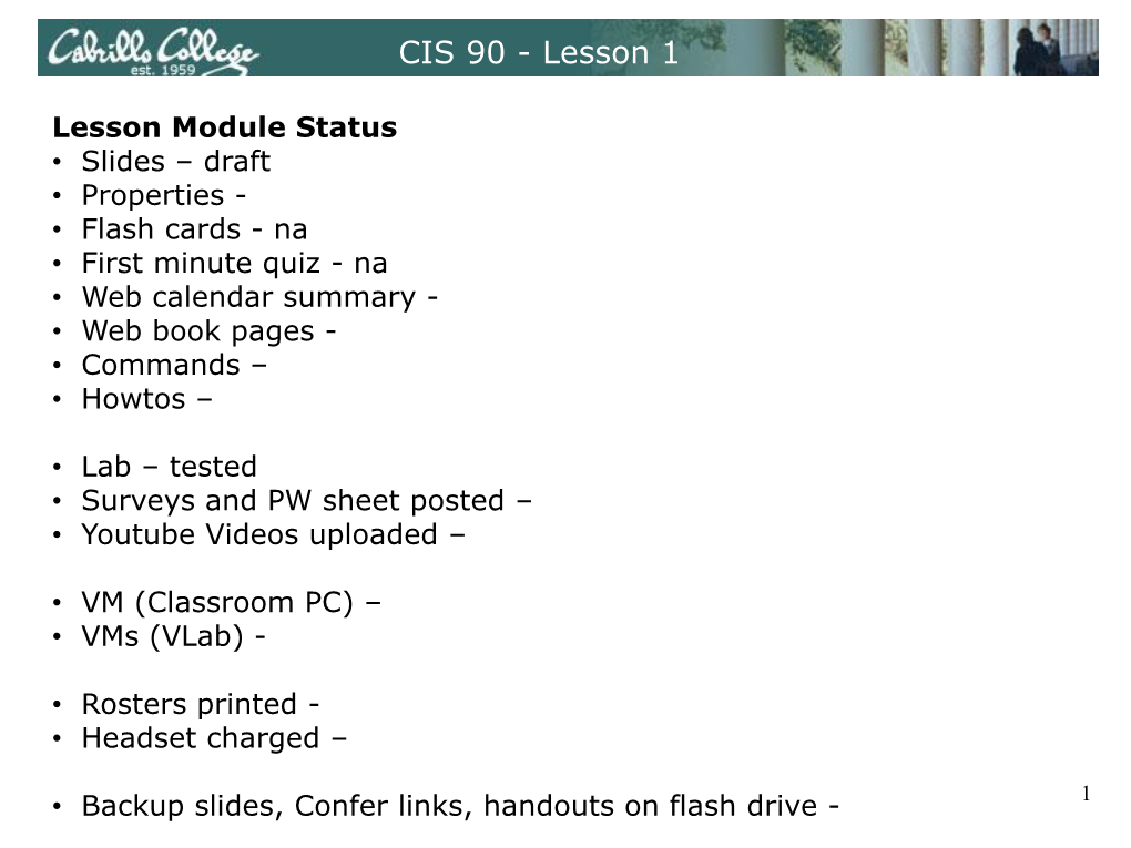 CIS 90 - Lesson 1