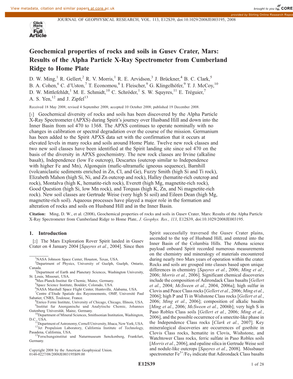 Geochemical Properties of Rocks and Soils in Gusev Crater, Mars: Results of the Alpha Particle X-Ray Spectrometer from Cumberland Ridge to Home Plate D